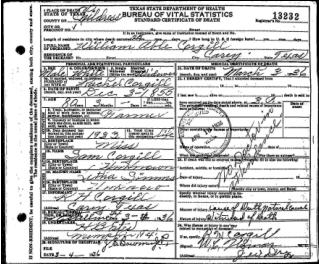 Death Certificate - William Abel Corgill